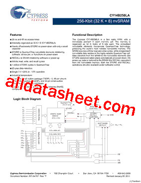 CY14B256LA-ZS25XI型号图片