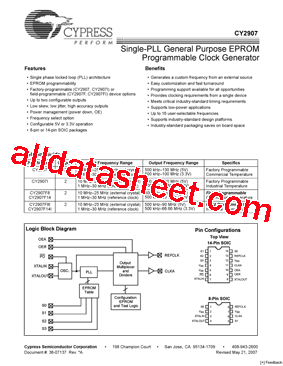 CY2907F14I型号图片