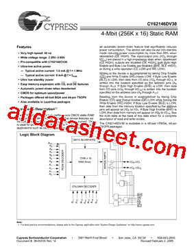 CY62146DV30LL-55BVI型号图片