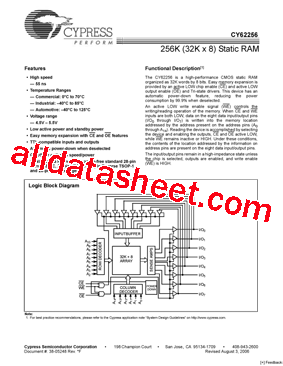 CY62256LL-55ZXE型号图片