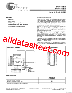 CY7C1007BN-15VXC型号图片