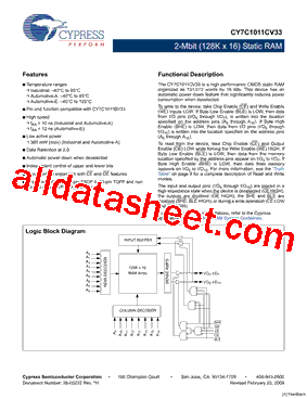 CY7C1011CV33_09型号图片