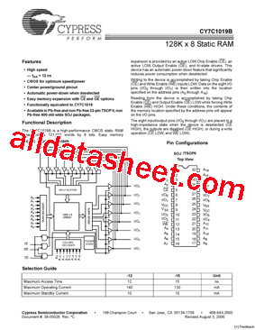 CY7C1019B_06型号图片