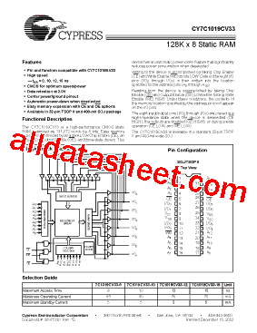 CY7C1019CV33-12VI型号图片
