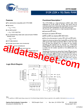 CY7C1020D_11型号图片
