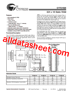 CY7C1020L-20ZC型号图片