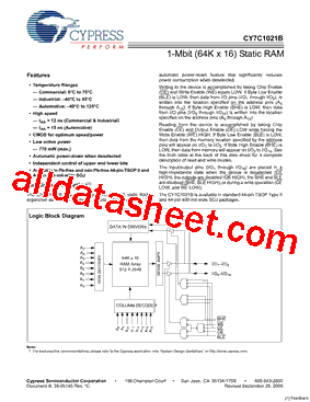 CY7C1021B-12ZXC型号图片