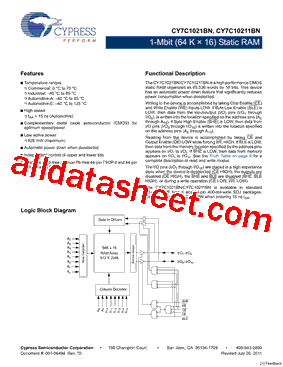 CY7C1021BN-15ZSXE型号图片