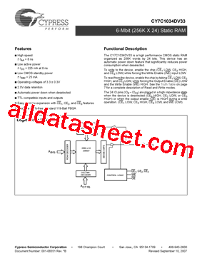 CY7C1034DV33_07型号图片
