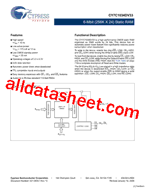 CY7C1034DV33_09型号图片