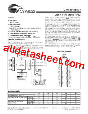 CY7C1041BV33-25ZC型号图片