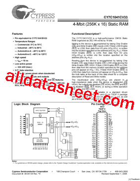 CY7C1041CV33-10VC型号图片