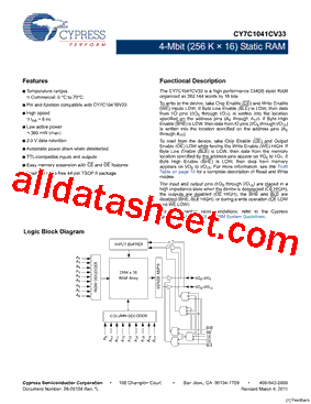 CY7C1041CV33-8ZSXC型号图片
