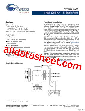 CY7C1041DV33-10ZSXA型号图片