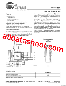 CY7C1046BN型号图片