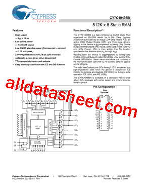 CY7C1049BN-20VI型号图片