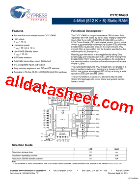 CY7C1049D_11型号图片