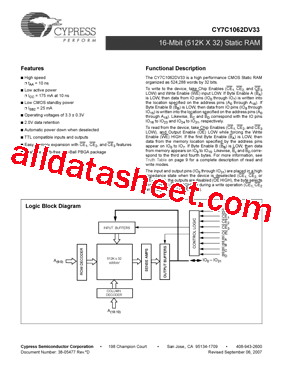 CY7C1062DV33_07型号图片