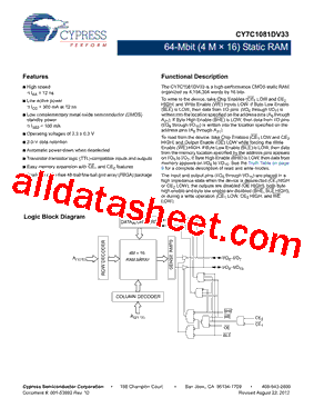 CY7C1081DV33_12型号图片