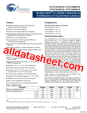 CY7C1243KV18-450BZC型号图片