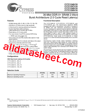 CY7C1257V18-333BZC型号图片