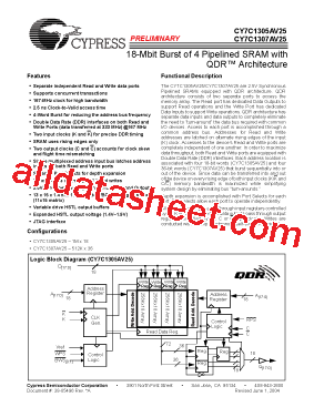 CY7C1305AV25型号图片