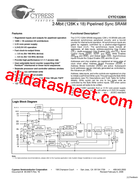 CY7C1326H-133AXI型号图片