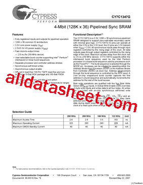 CY7C1347G-200BZC型号图片