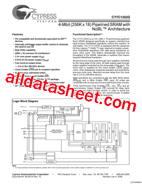 CY7C1352G-200AXC型号图片