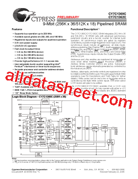 CY7C1360C-200AJXI型号图片