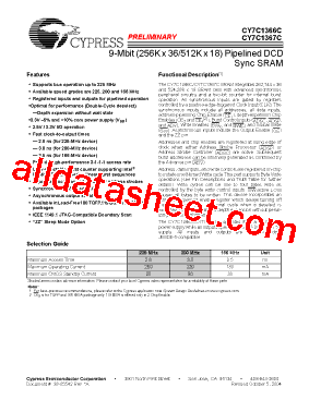 CY7C1367C-200AXI型号图片
