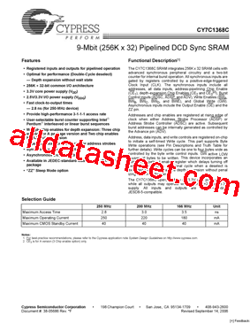 CY7C1368C型号图片