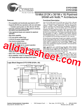 CY7C1372D-167BZXI型号图片