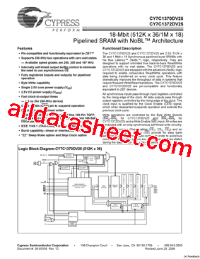 CY7C1372DV25-250AXI型号图片