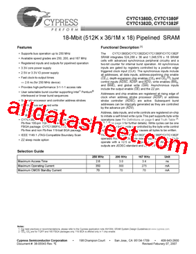 CY7C1382D-200AXI型号图片