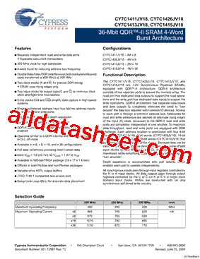 CY7C1411JV18_09型号图片