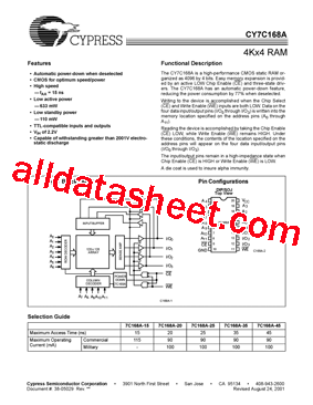 CY7C168A-20DMB型号图片