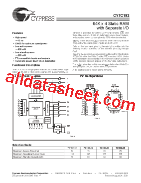 CY7C192-20PC型号图片
