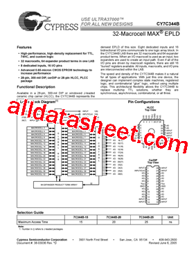 CY7C344B-20PC/PI型号图片