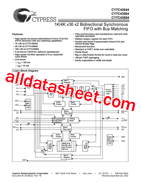 CY7C43644-15AC型号图片