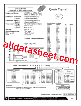 CYS1A11A-20.000型号图片