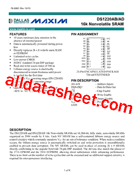 DS1220AB-100IND+型号图片