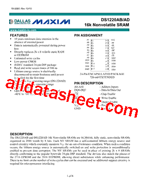 DS1220AD-100+型号图片