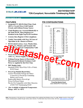 DS1747P-70IND+型号图片