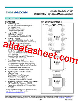 DS87C520-QCL+型号图片