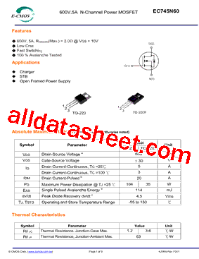 EC745N60AFR型号图片