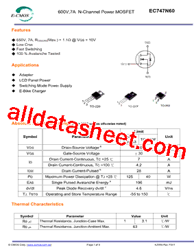 EC747N60AR型号图片