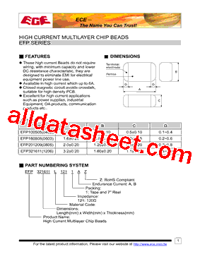EFP160808L121A型号图片