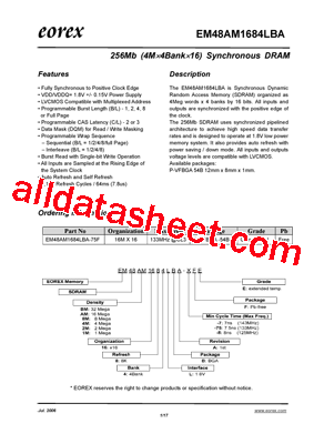 EM484M1684LBA-75FE型号图片