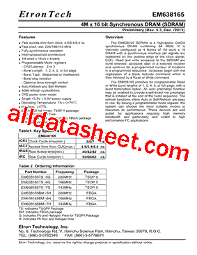 EM638165TS-5G型号图片